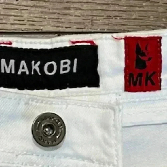 Makobi‎ Distressed Paint Splatter White Denim Jean Shorts Mens Sz 30 EUC - Picture 7 of 11